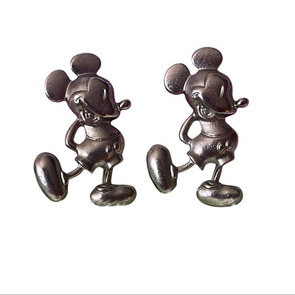 Disney Signed Mickey Mouse Vintage Disney Earrings, Disney Studs Silver Mickey​​ - Picture 1 of 4